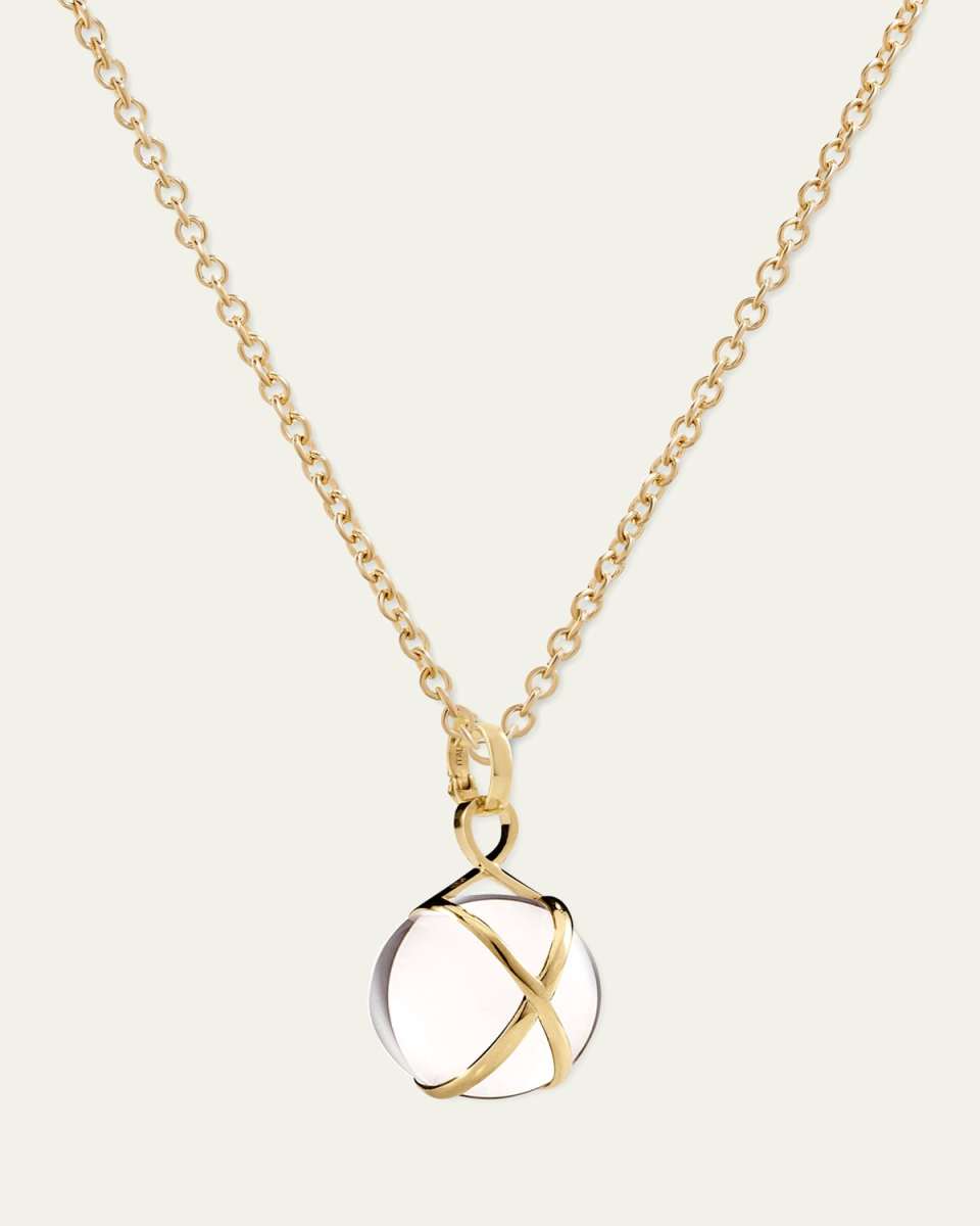 Prisma 18k Gold & Crystal Quartz Medium Pendant Classic Chain Necklace